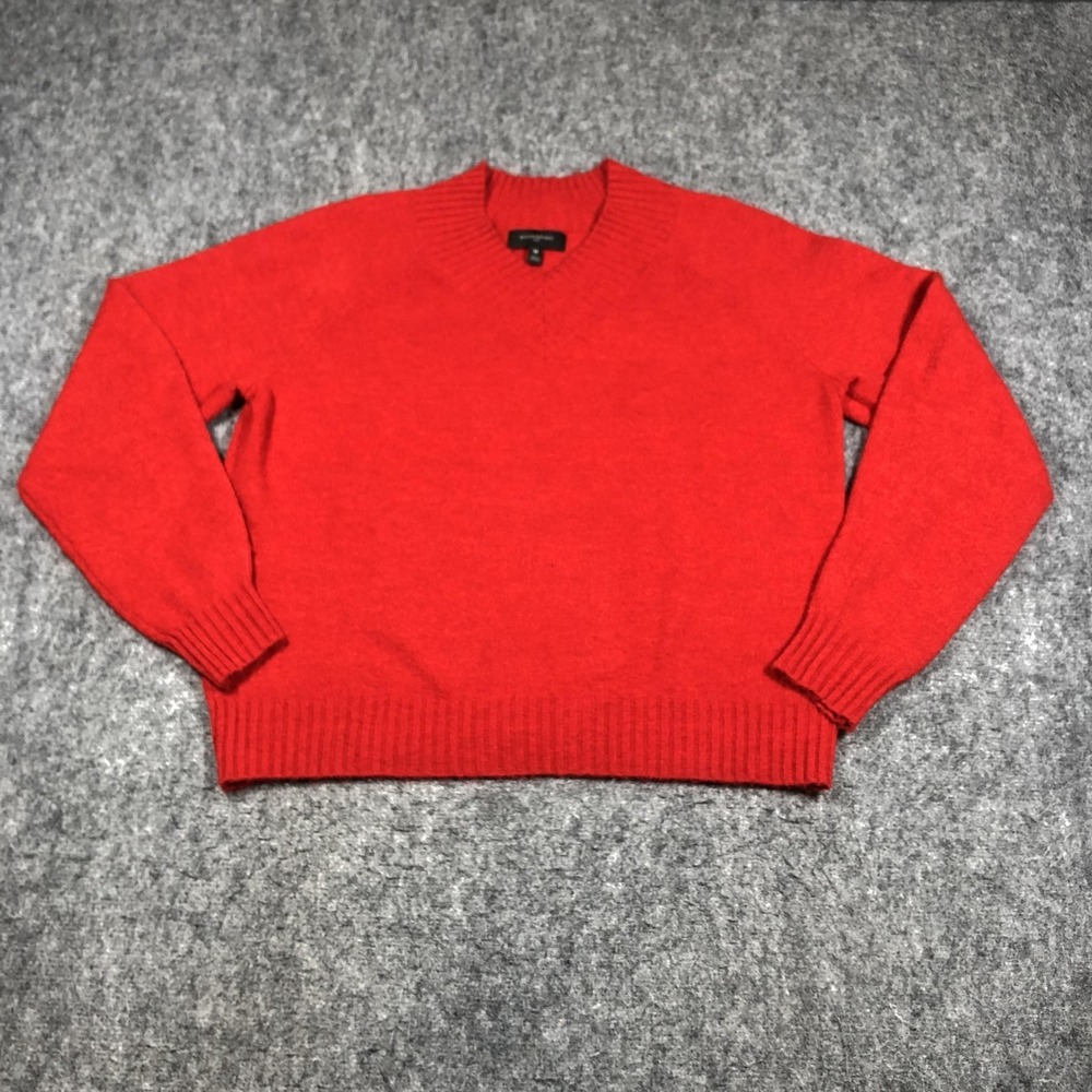 Banana Republic Sweater Womens M Red V Neck Alpaca Blend Knit Pullover